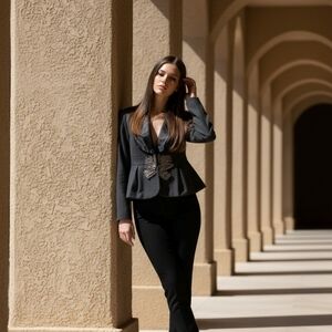 BKE Women's Wool Blend Grey Cropped Peplum Jacket